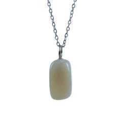Collier Pierre de lune grise | Pendentif pierre roulée + chaîne argentée