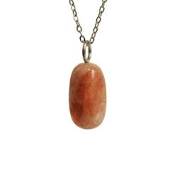 Collier Pierre de Soleil | Pendentif pierre roulée + chaîne argentée