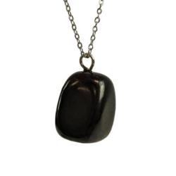 Collier Shungite | Pendentif pierre roulée + chaîne acier