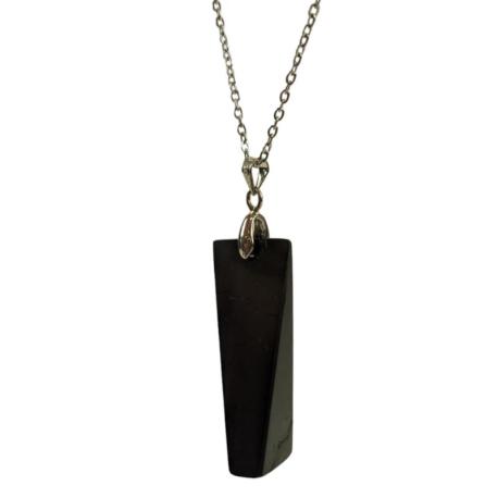 Collier Shungite | Pendentif pierre taillée + chaîne acier