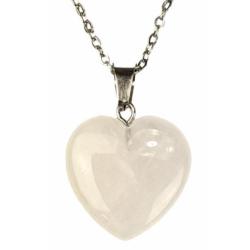 Collier avec pendentif Cœur en Quartz Laiteux