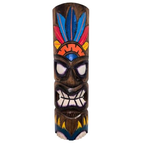 Masque Tiki Multicolore 50cm en Bois | Déco Polynésienne