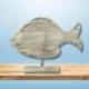Statue Poisson en bois patiné 40cm - Décoration Marine
