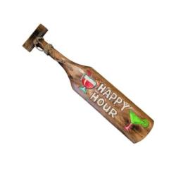 Pagaie murale "Happy Hour" 60x12cm en bois | Déco Bar Tropical