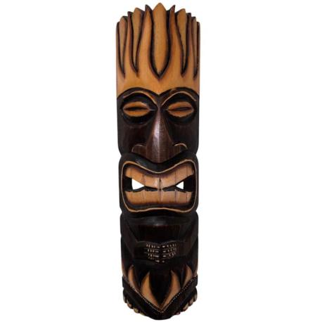 Masque Tiki en bois "Ku le Furieux" 50cm| Tradition Hawaïenne
