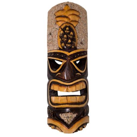 Masque Tiki en bois, sable et coquillage 33cm | Tribal & Tropical