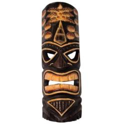 Masque Tiki en bois motif Cocotier 33cm | Déco Tribale