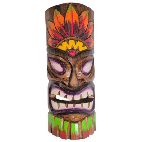 Masque Tiki Multicolore 30cm en Bois | Authentique & artisanal