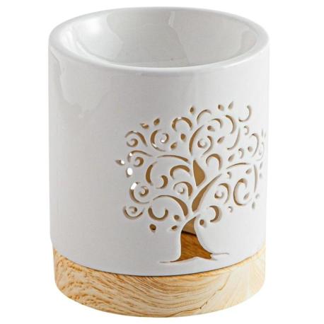 Brûle-parfum Arbre de Vie en Céramique Blanche