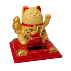 Maneki Neko Doré à Énergie Solaire | Richesse, Succés & Prospérité