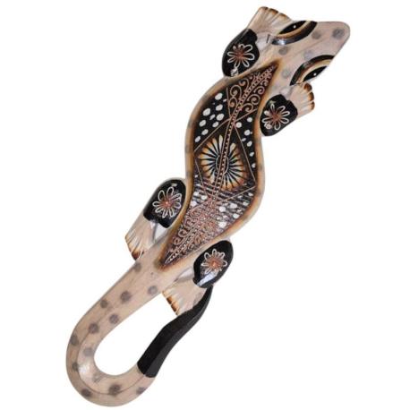 Gecko mural en bois 50cm | Savoir-faire traditionnel de Bali