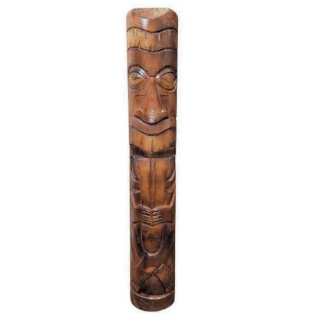 Statue Tiki Intérieur/Extérieur 100cm en bois | Sculpture façonnée à la main