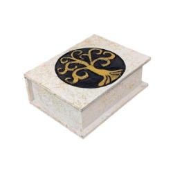 Boîte en bois Arbre de Vie Noir & Or | 19x14cm