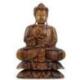 Statue de Bouddha assis sur lotus 40cm Bois sculpté main