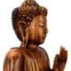 Statue de Bouddha assis sur lotus 40cm Bois sculpté main