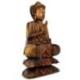 Statue de Bouddha assis sur lotus 40cm Bois sculpté main