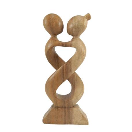 Sculpture Couple « Amour Infini » 20cm en Bois Naturel | Cadeau pour Couple Amoureux