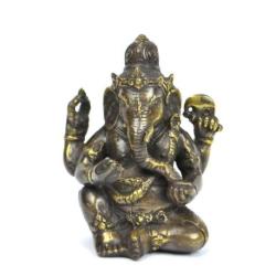Statuette Ganesh en laiton 12cm. Artisanat asiatique.