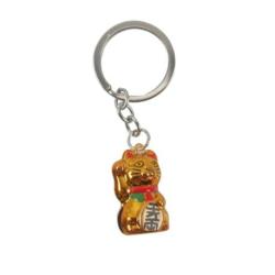 Porte-clé Maneki Neko Doré à grelot - Chat porte-bonheur Japonais