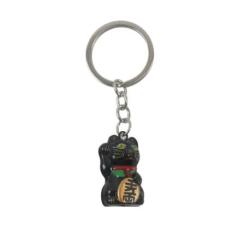 Porte-clé Maneki Neko Noir à grelot - Chat porte-bonheur Japonais