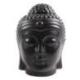 Brûle parfum tête de Bouddha Zen en céramique artisanale noire