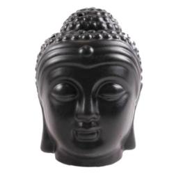 Brûle parfum tête de Bouddha Zen en céramique artisanale noire