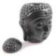 Brûle parfum tête de Bouddha Zen en céramique artisanale noire
