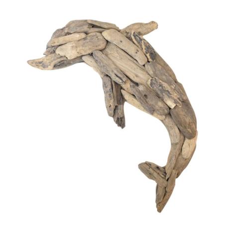 Dauphin en Bois Flotté 60cm | Décor Mural Esprit "Bord de Mer"