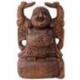 Statue Bouddha Rieur en Bois Sculpté | Sculpture Façonnée à la Main 20cm