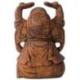 Statue Bouddha Rieur en Bois Sculpté | Sculpture Façonnée à la Main 20cm