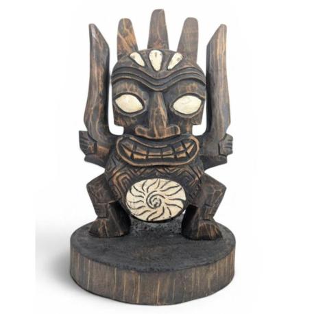 Totem tribal "Koh Mak" sculpture en bois 35cm | Inspiration Maorie