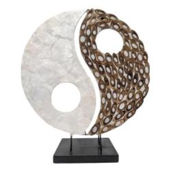 Déclassé - Lampe Exotique Yin Yang ⌀30cm Nacre & Bambou | À équiper